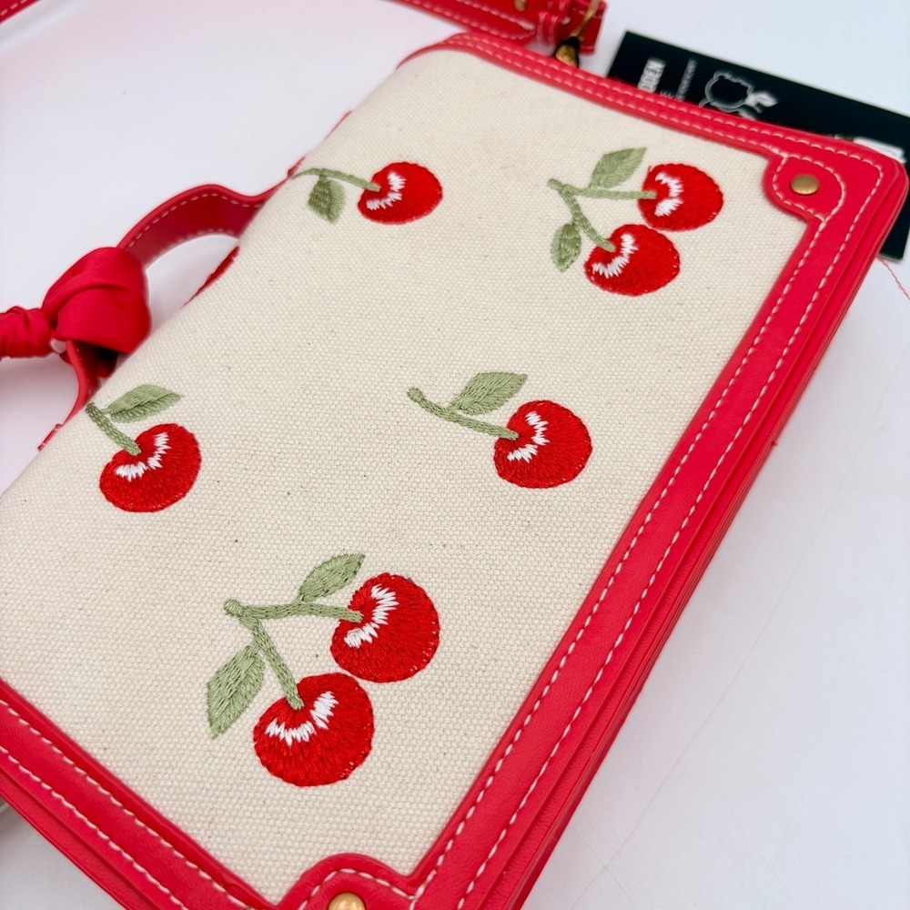 Steve Madden BMAZIE Cherry Embroidered Crossbody‎ Bag Red White Polka Dot Scarf - Picture 16 of 16